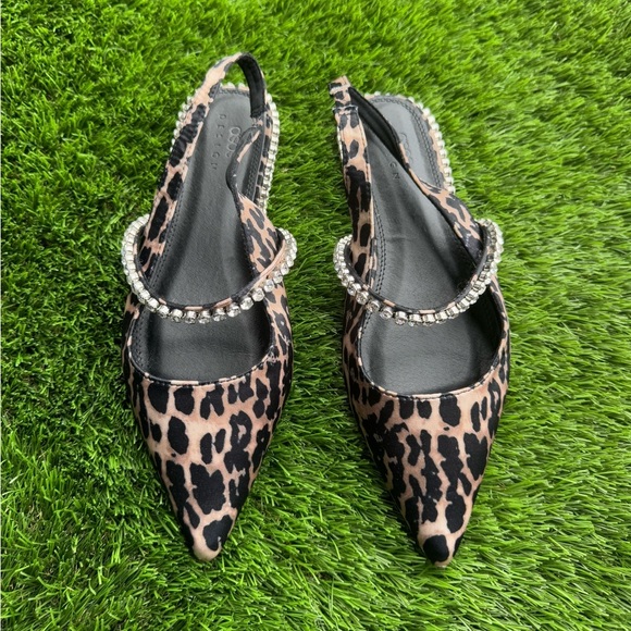 ASOS DESIGN Lizzie Embellished Slingback Ballet Flats in Leopard Satin - Picture 5 of 10